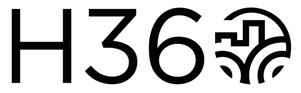 Heritage 360 Logo in black. Castle Battlements in the Shape of a rounded tree